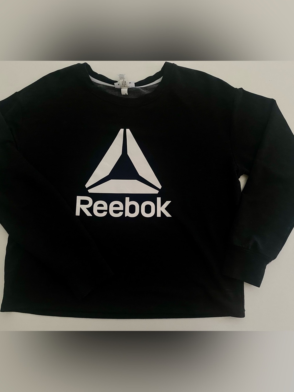 Reebok Black Logo Cropped Lightweight Sweatshirt